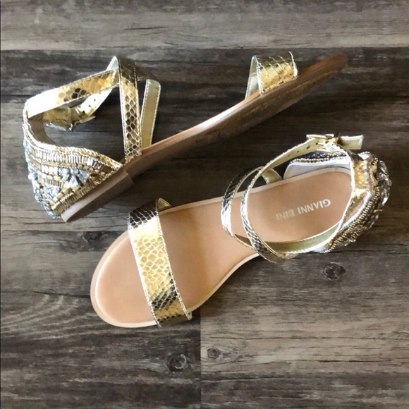Gianni Bini Shoes - Gianni Bini Gold Embellished Sandals size 8